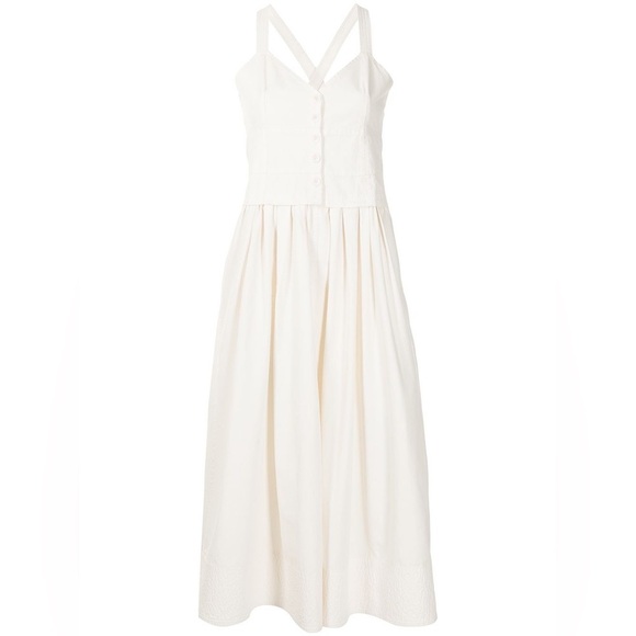 PROENZA SCHOULER WHITE LABEL Sleeveless Washed Cotton Midi Dress Off White 495$ - Picture 8 of 15